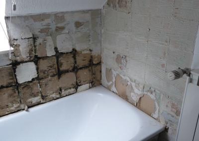 Entfernung der Fliesen nach einem Schimmelbefall WC-Bad